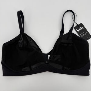 Knix Black Mesh Deep V Bra XXL++ NWT